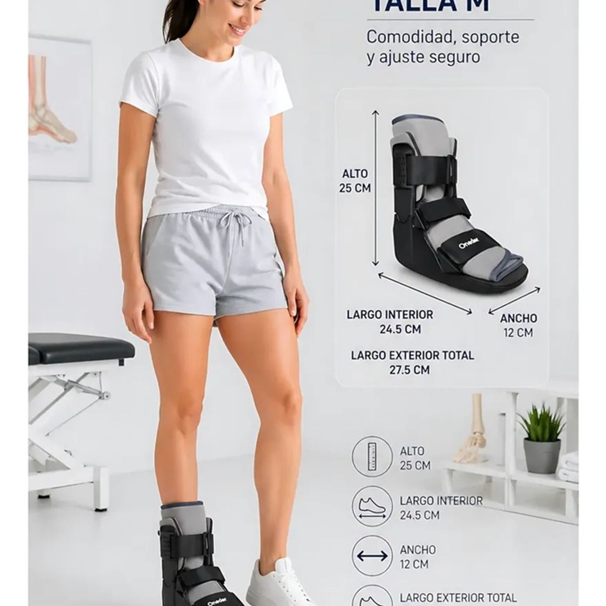 ONEDER - Bota Ortopédica Corta Cam Walker Adultos Premium Oneder Talla M