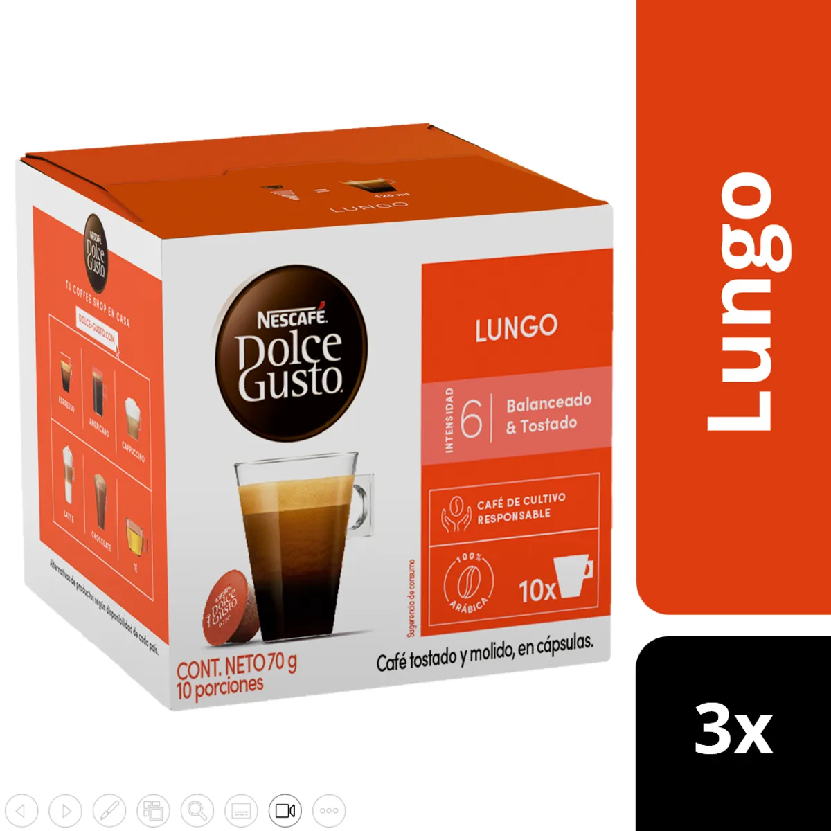 DOLCE GUSTO - Pack 3 Café NESCAFÉ DOLCE GUSTO® Lungo 10 Cápsulas