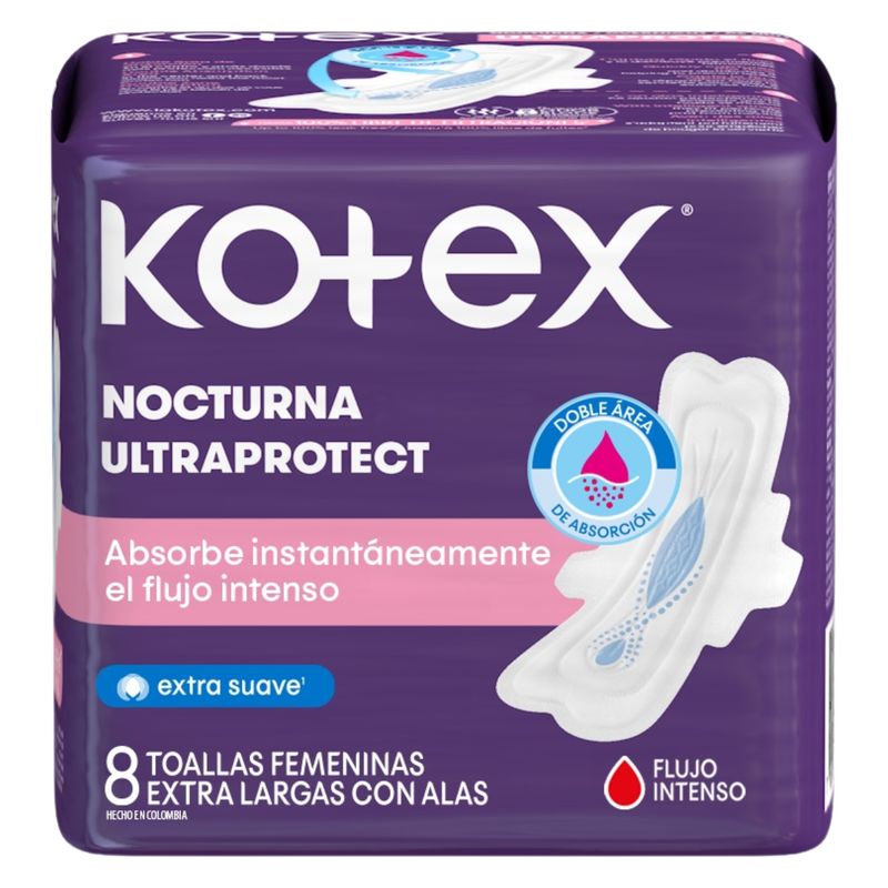 KOTEX - Toallitas Higiénicas Desechables Kotex Nocturna Ultraprotect