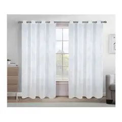 GENERICO - Cortina Velo Visillo 140 x 240 cm 2 Paños - Blanco Plumas M0771