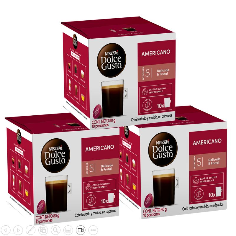 NESCAFE - Pack 3 Café NESCAFÉ DOLCE GUSTO® Americano 10 Cápsulas