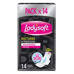 LADYSOFT - Toallitas Higienicas Desechables Nocturna Pack X14