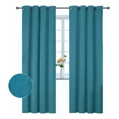 CLEMS CORTINAS - Pack 2 Cortina Jacquard Tradicional 140x225cm Turquesa