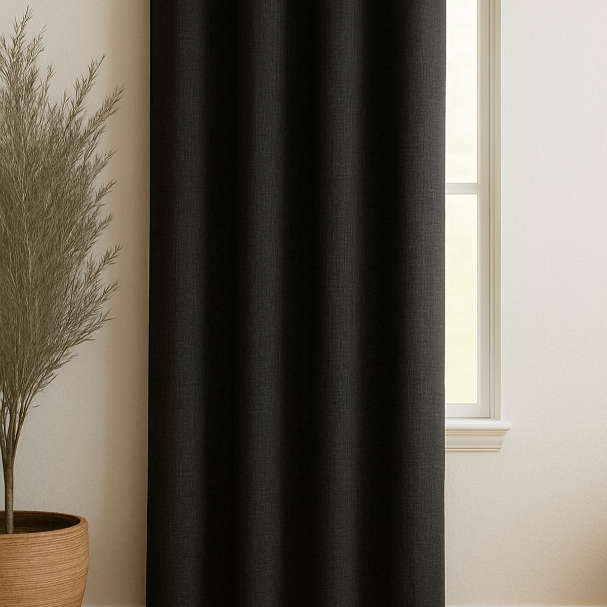 CLEMS CORTINAS - Cortina Jacquard Tradicional 140x225cm Negro