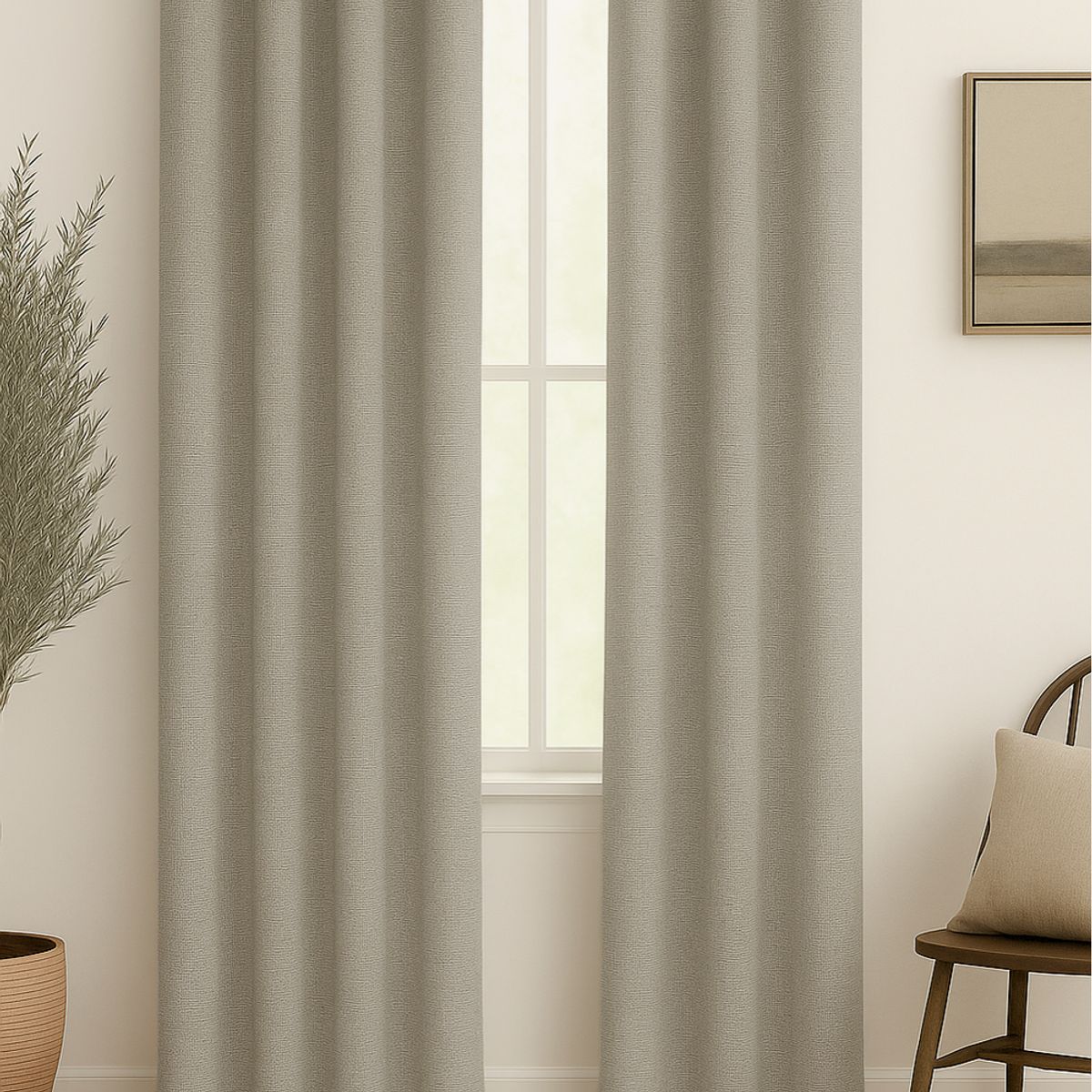 CLEMS CORTINAS - Pack 2 Cortina Jacquard Tradicional 140x225cm Beige