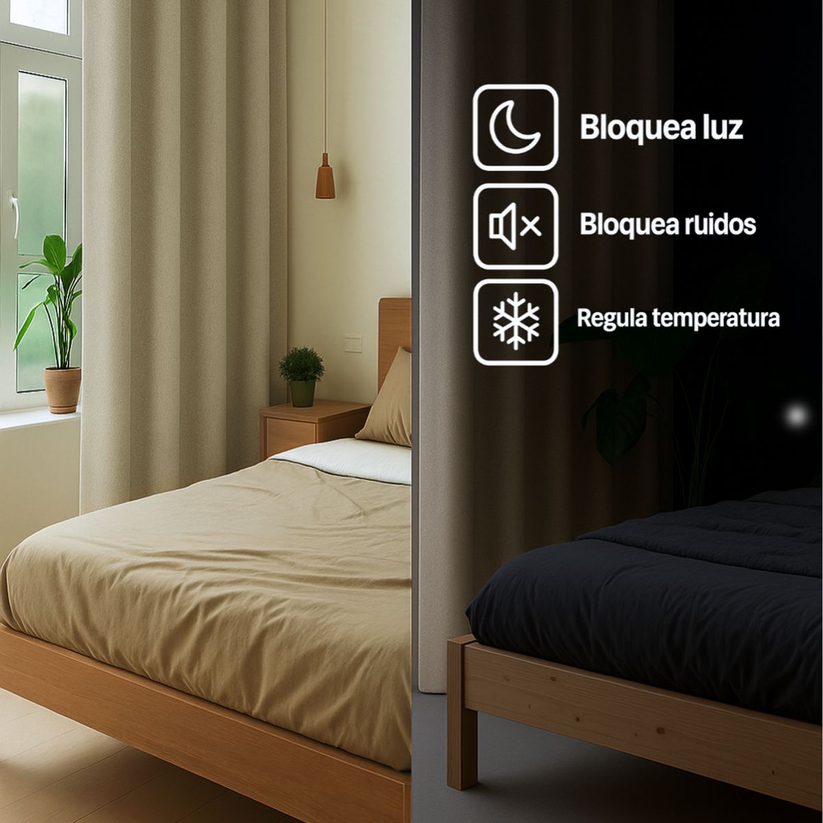 CLEMS CORTINAS - Pack 2 Cortina Jacquard Tradicional 140x225cm Beige