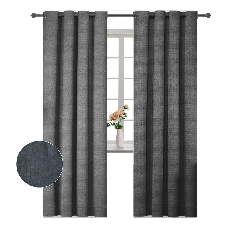 CLEMS CORTINAS - Pack 2 Cortina Jacquard Tradicional 140x225cm Gris Oscuro