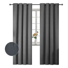 CLEMS CORTINAS - Pack 2 Cortina Jacquard Tradicional 140x225cm Gris Oscuro