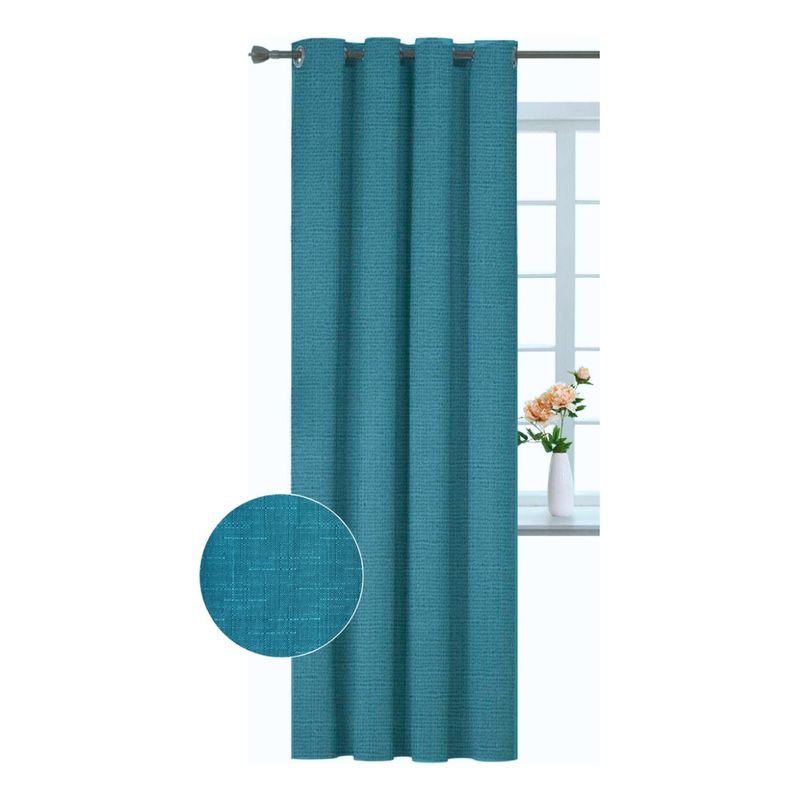 CLEMS CORTINAS - Cortina Jacquard Tradicional 140x225cm Turquesa