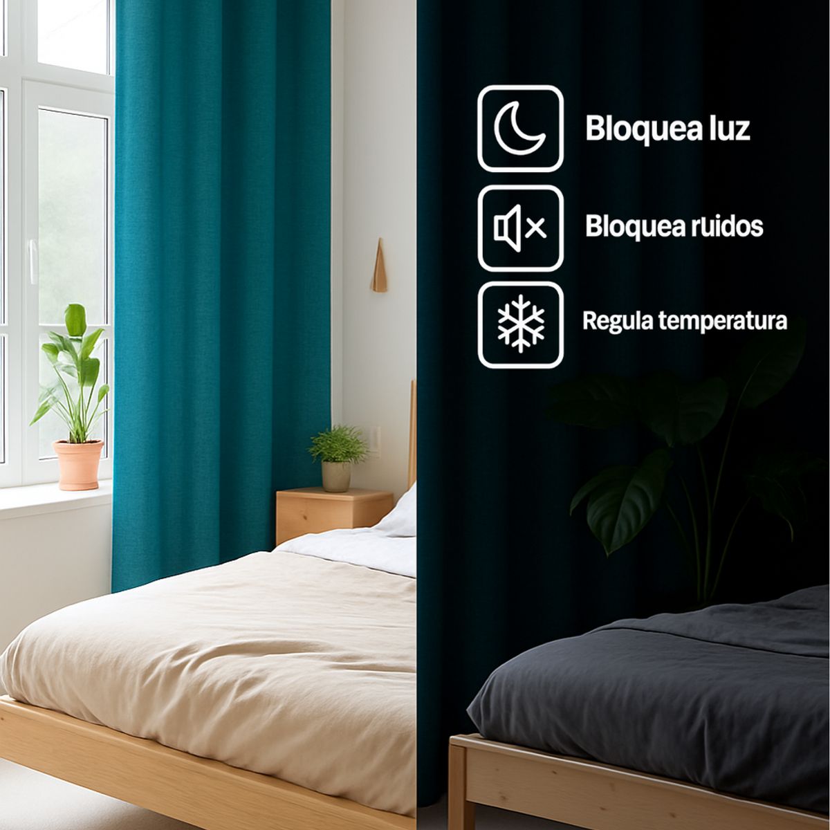 CLEMS CORTINAS - Cortina Jacquard Tradicional 140x225cm Turquesa