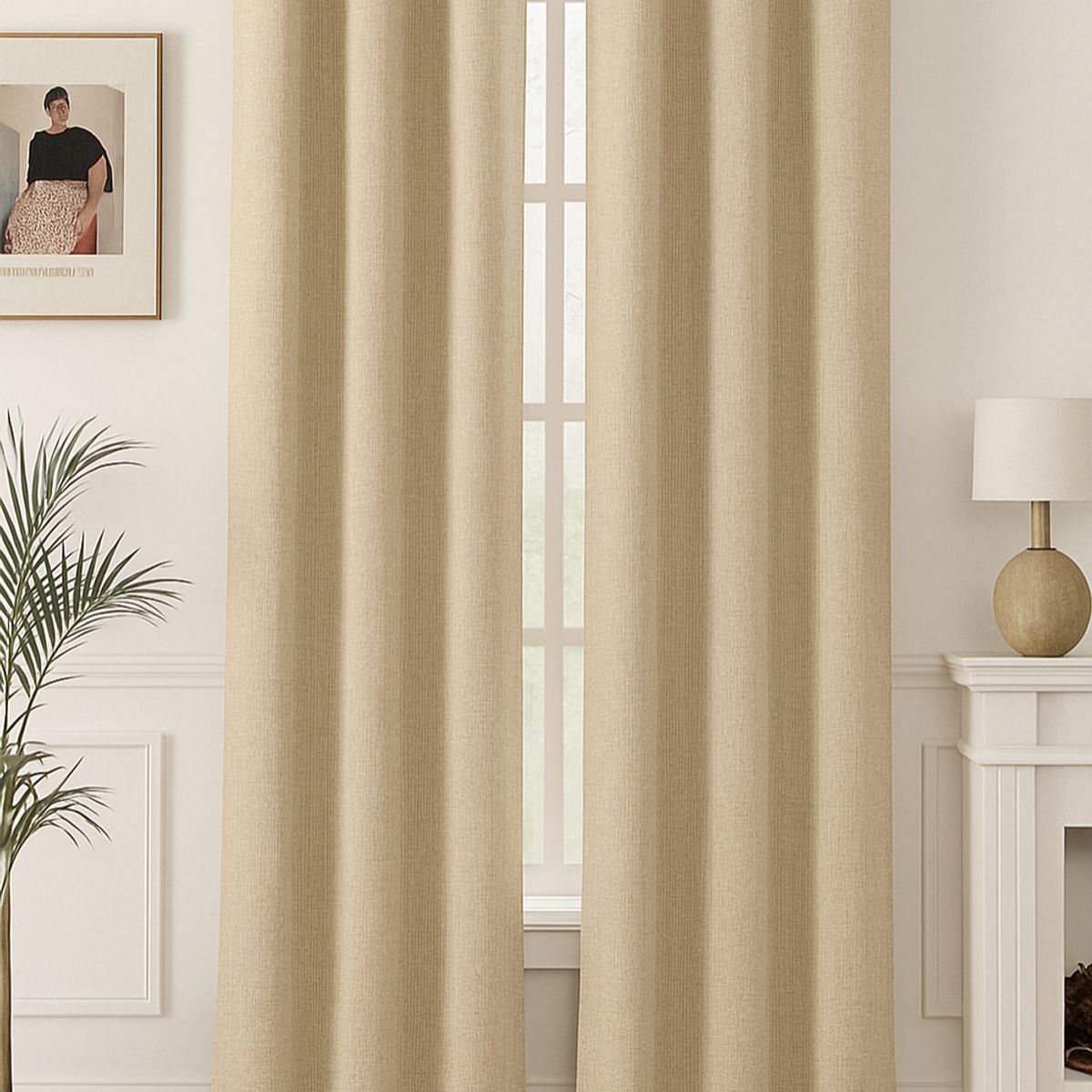 CLEMS CORTINAS - Pack 2 Cortina Jacquard Tradicional 140x225cm Taupe