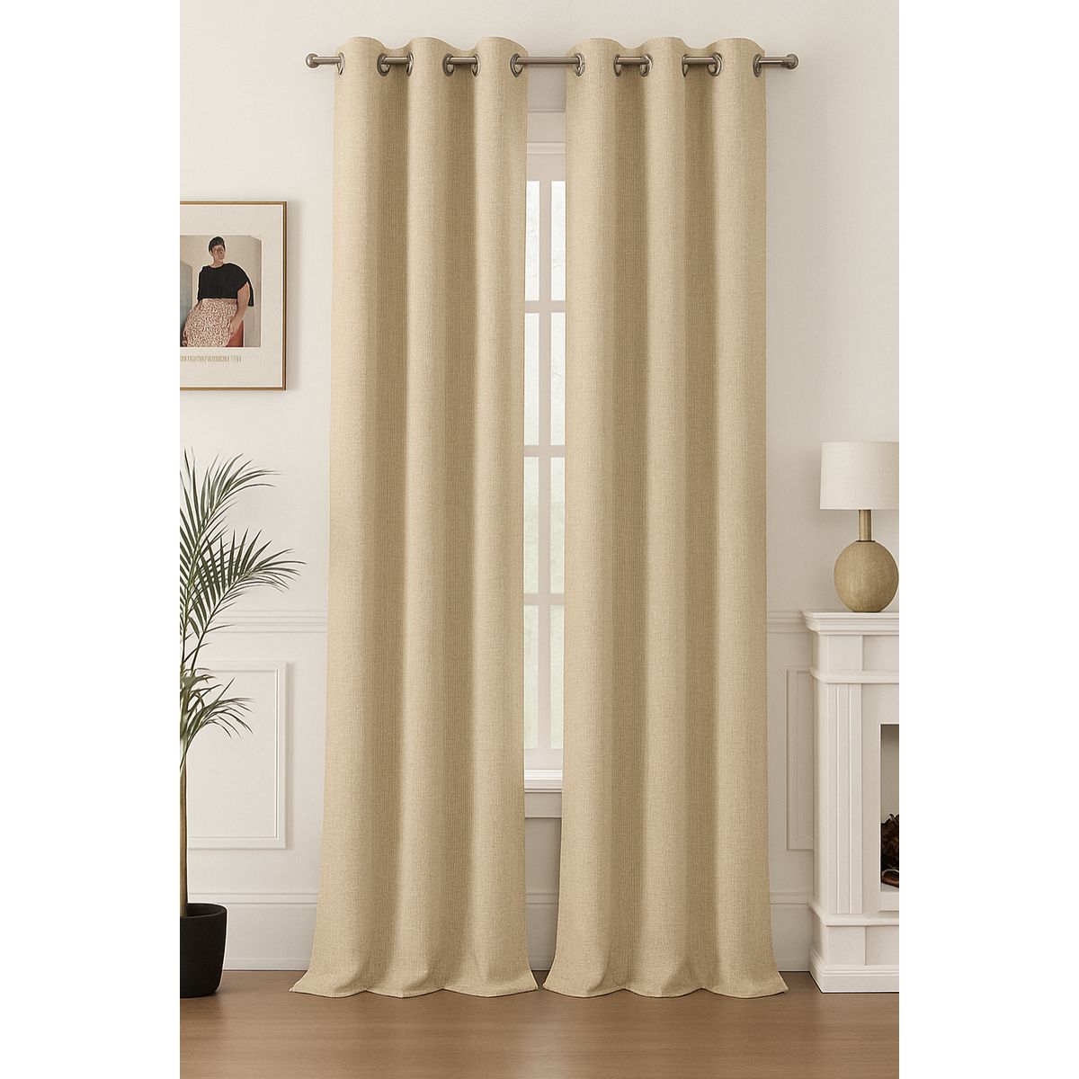 CLEMS CORTINAS - Pack 2 Cortina Jacquard Tradicional 140x225cm Taupe