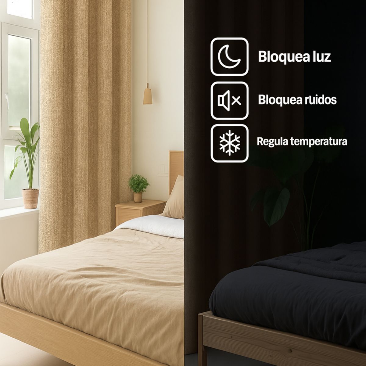 CLEMS CORTINAS - Pack 2 Cortina Jacquard Tradicional 140x225cm Taupe