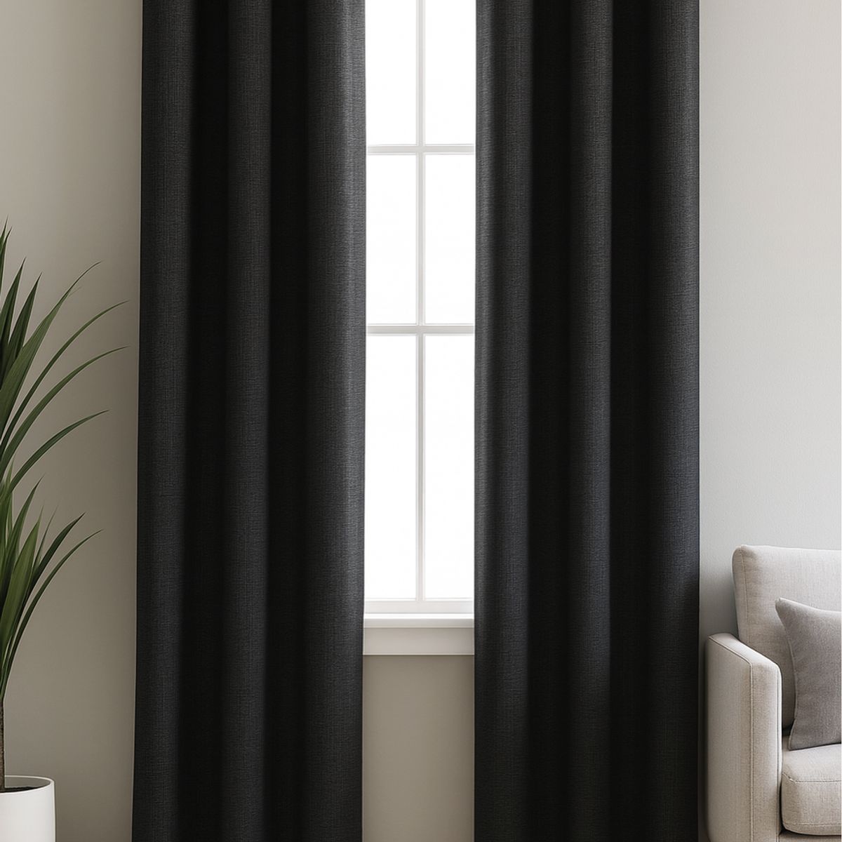 CLEMS CORTINAS - Pack 2 Cortina Jacquard Tradicional 140x225cm Negro