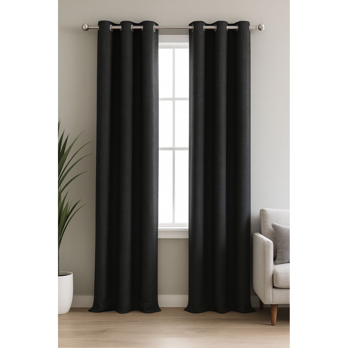 CLEMS CORTINAS - Pack 2 Cortina Jacquard Tradicional 140x225cm Negro