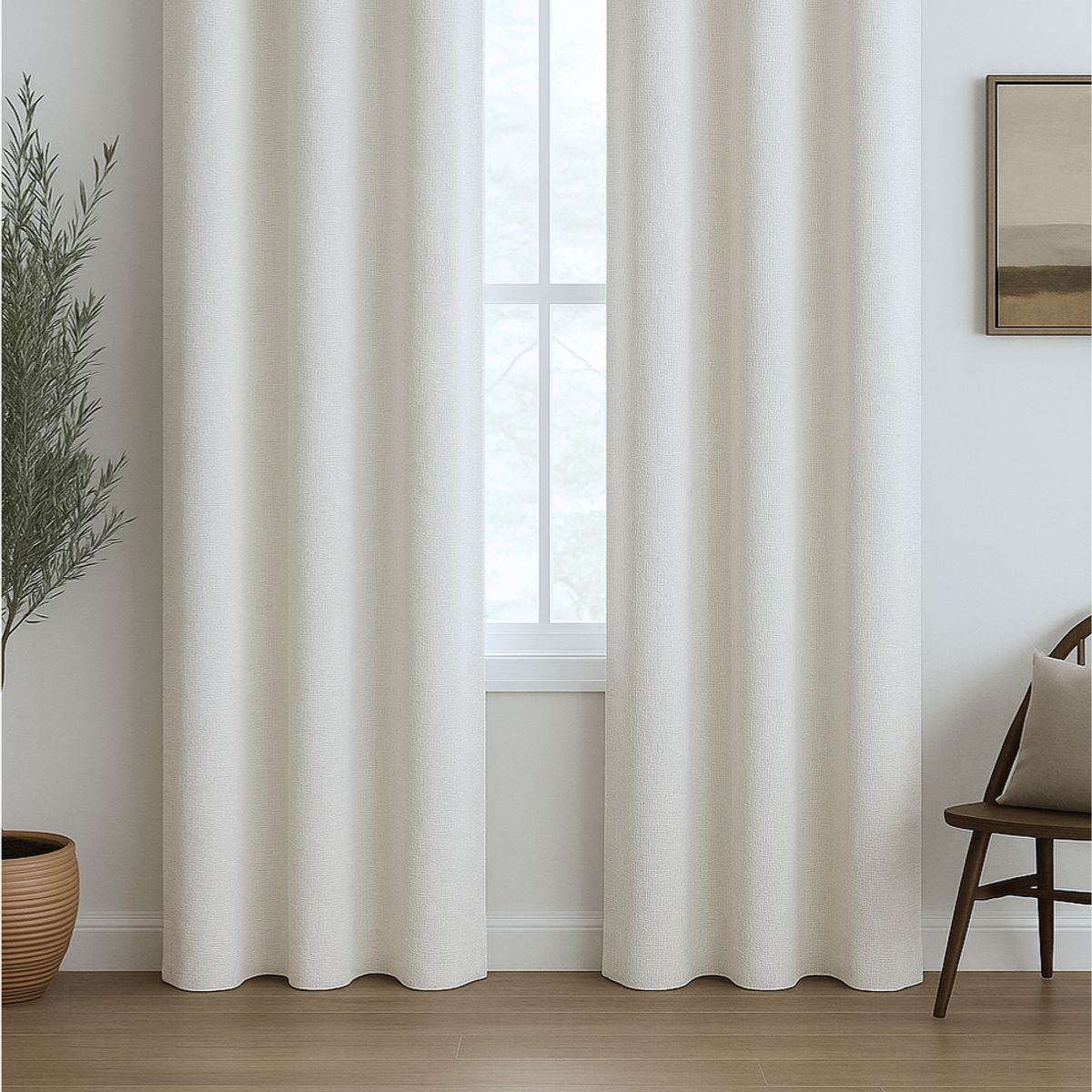 CLEMS CORTINAS - Pack 2 Cortina Jacquard Tradicional 140x225cm Blanco