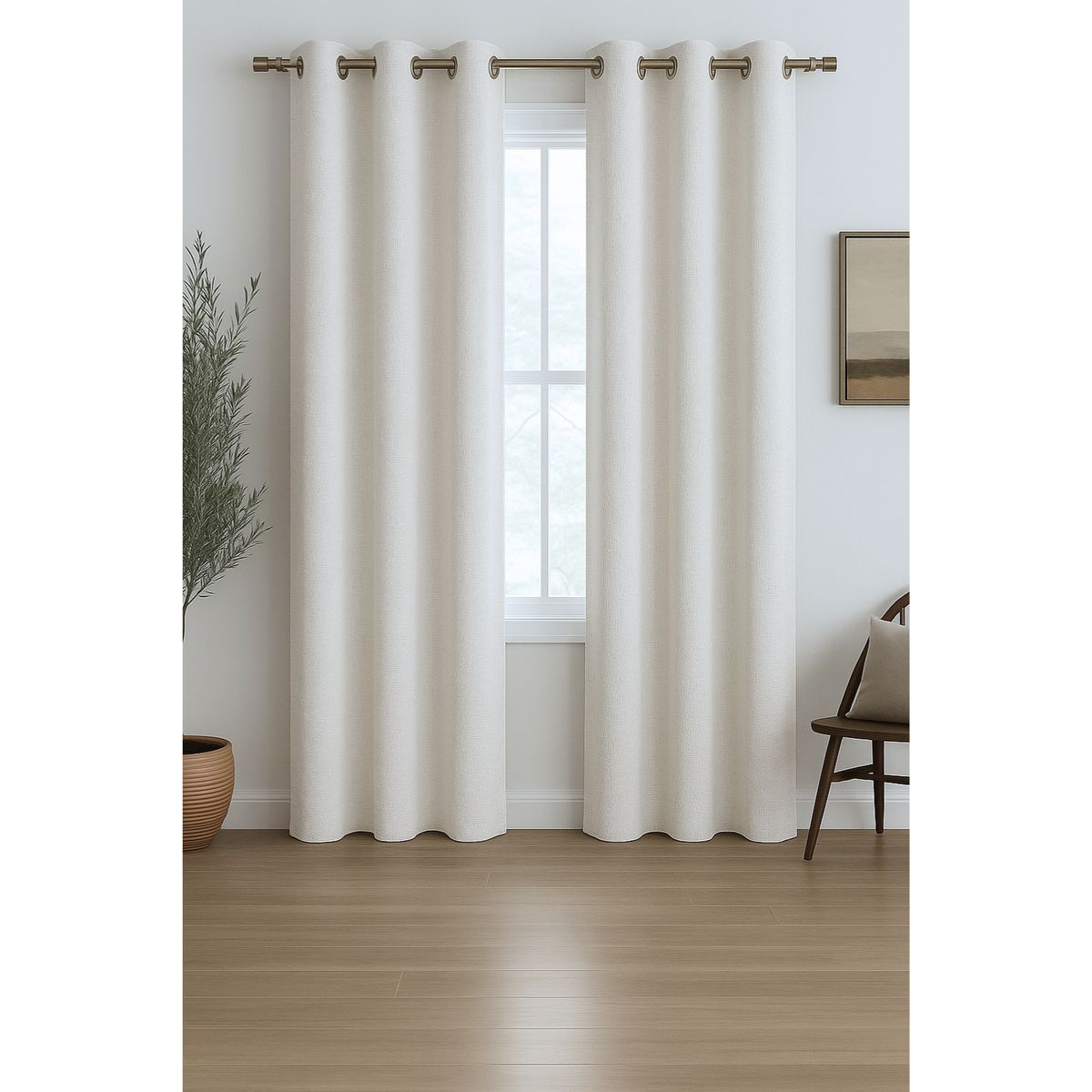 CLEMS CORTINAS - Pack 2 Cortina Jacquard Tradicional 140x225cm Blanco