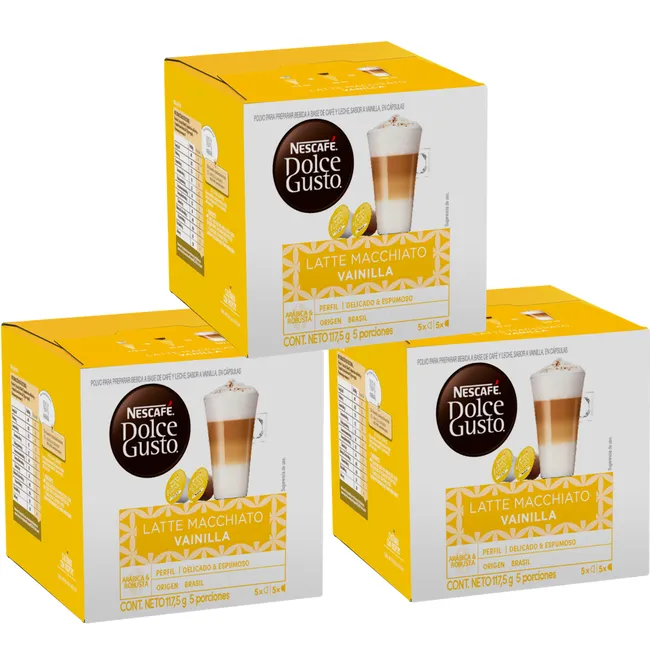 DOLCE GUSTO - Pack 3 Café NESCAFÉ DOLCE GUSTO® Latte Macchiato Vanilla 10 Cápsulas