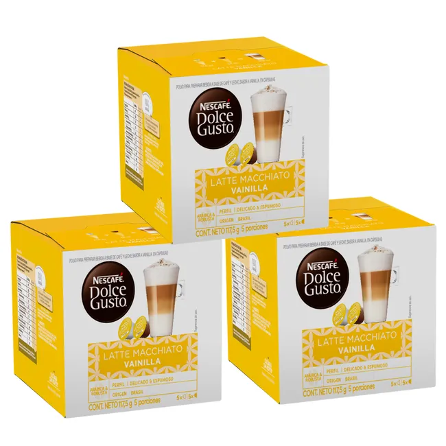 DOLCE GUSTO - Pack 3 Café NESCAFÉ DOLCE GUSTO® Latte Macchiato Vanilla 10 Cápsulas
