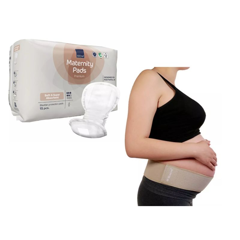 BLUNDING - Faja Preparto Blunding Maternidad Sin látex + Apósitos Maternity Abena