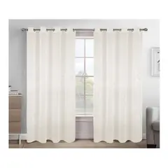 GENERICO - Cortina Velo Visillo Lino 140 x 240 cm 2 Paños - Beige M0775