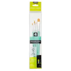 PEBEO - Pinceles Acrílico Fluido Set 4 Avellanados (Filbert)