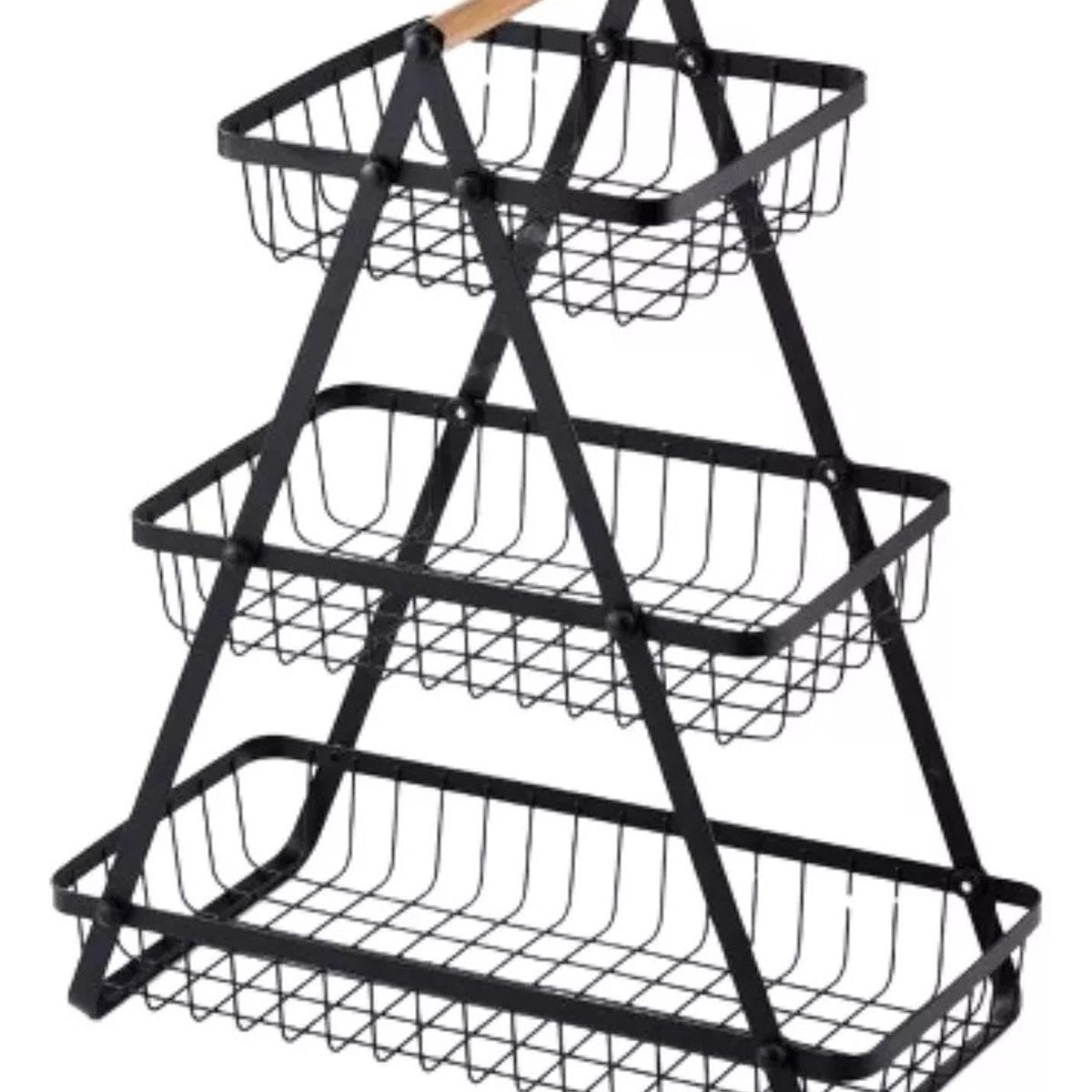 MUNDO MAGIA - Canasto De Mesa 3 Niveles Frutero, Panero, Hortalizas Material Metalico