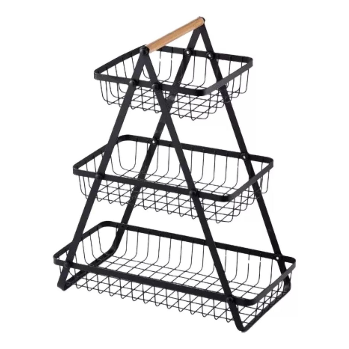 MUNDO MAGIA - Canasto De Mesa 3 Niveles Frutero, Panero, Hortalizas Material Metalico