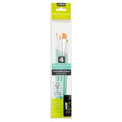 PEBEO - Pinceles Acrílico Fluido Set 4 Angulares