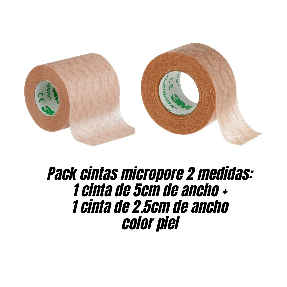 3M - Pack X2 Cintas Micropore Heridas Tela 25cm + 5cm Color Piel