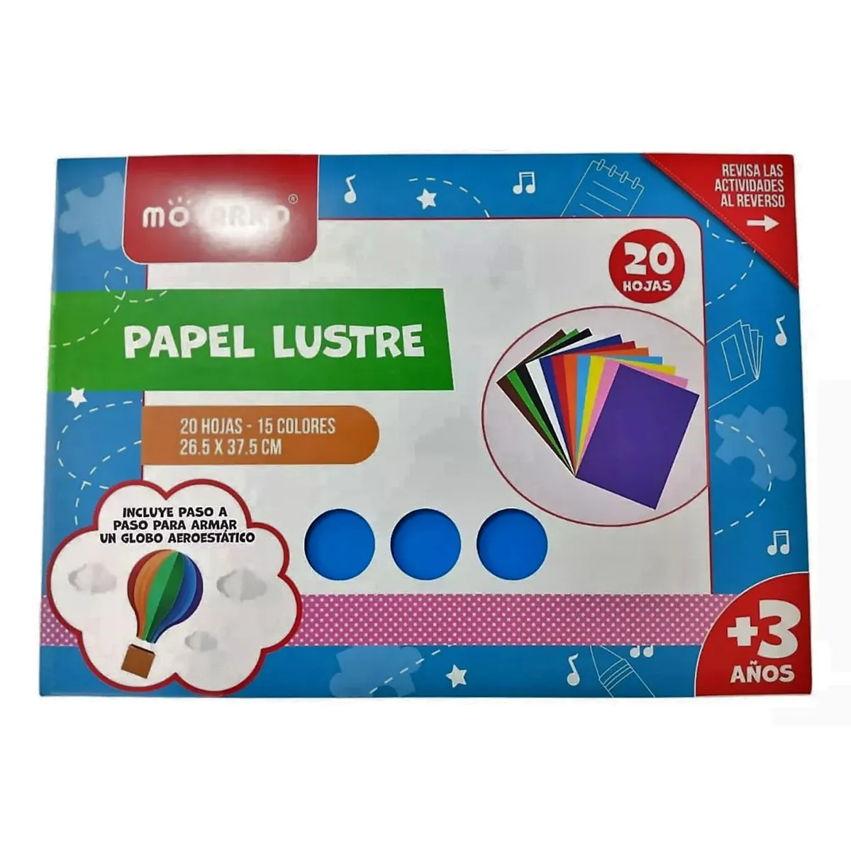 MOTARRO - Pack De 20 Hojas Para Papel Lustrado 15 Colores Vibrantes