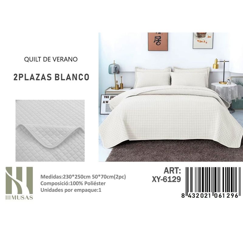 ANGELES DEL HOGAR - QUILT DE VERANO 2 PLAZAS III MUSAS BLANCO