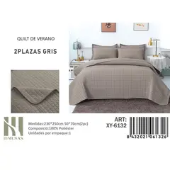 ANGELES DEL HOGAR - QUILT DE VERANO 2 PLAZAS III MUSAS GRIS