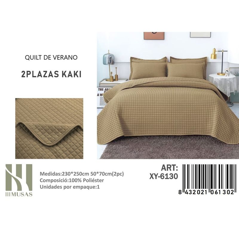 ANGELES DEL HOGAR - QUILT DE VERANO 2 PLAZAS III MUSAS KAKI