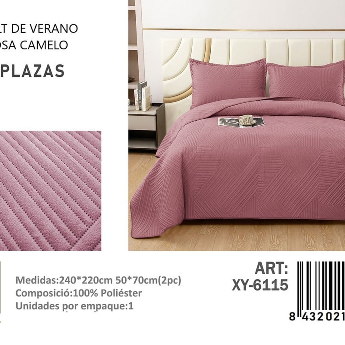 ANGELES DEL HOGAR - QUILT DE VERANO 2 PLAZAS III MUSAS ROSA