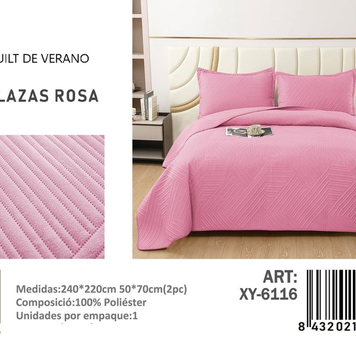 ANGELES DEL HOGAR - QUILT DE VERANO 2 PLAZAS III MUSAS ROSA