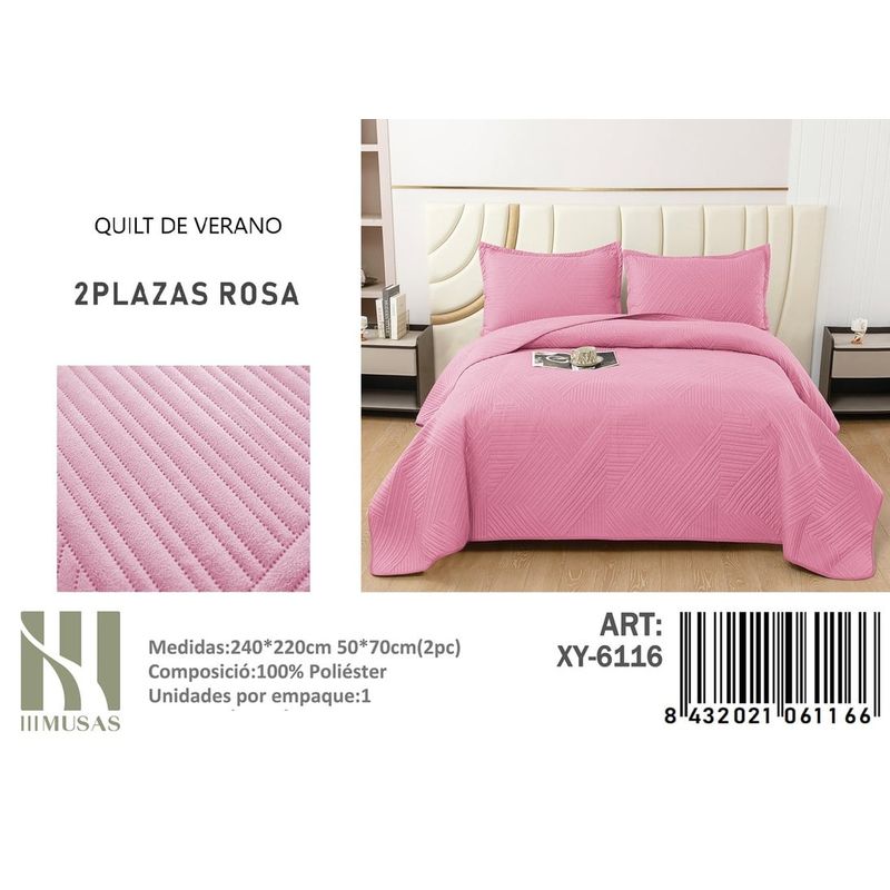 ANGELES DEL HOGAR - QUILT DE VERANO 2 PLAZAS III MUSAS ROSA