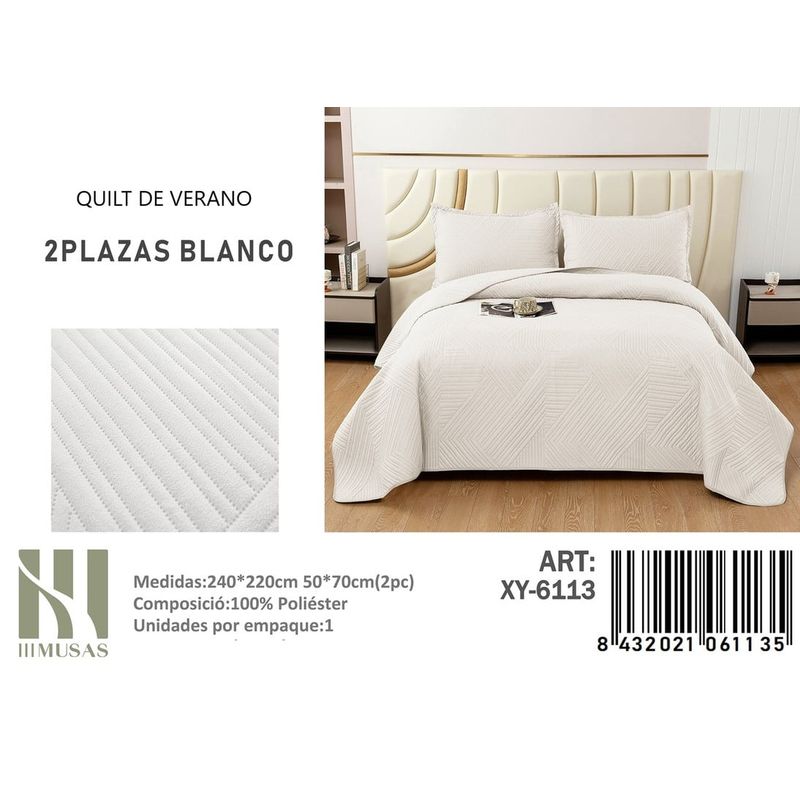 ANGELES DEL HOGAR - QUILT DE VERANO 2 PLAZAS III MUSAS BLANCO