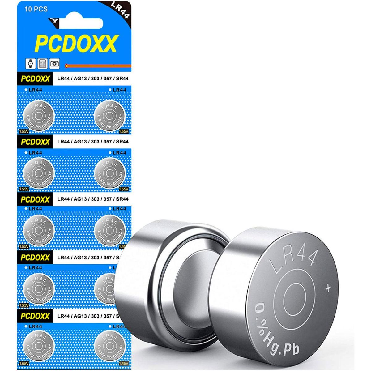 GEN - 10x Pila Bateria Tira Lr44 Ag13 A76 Reloj Calculadora Juego - Plateado