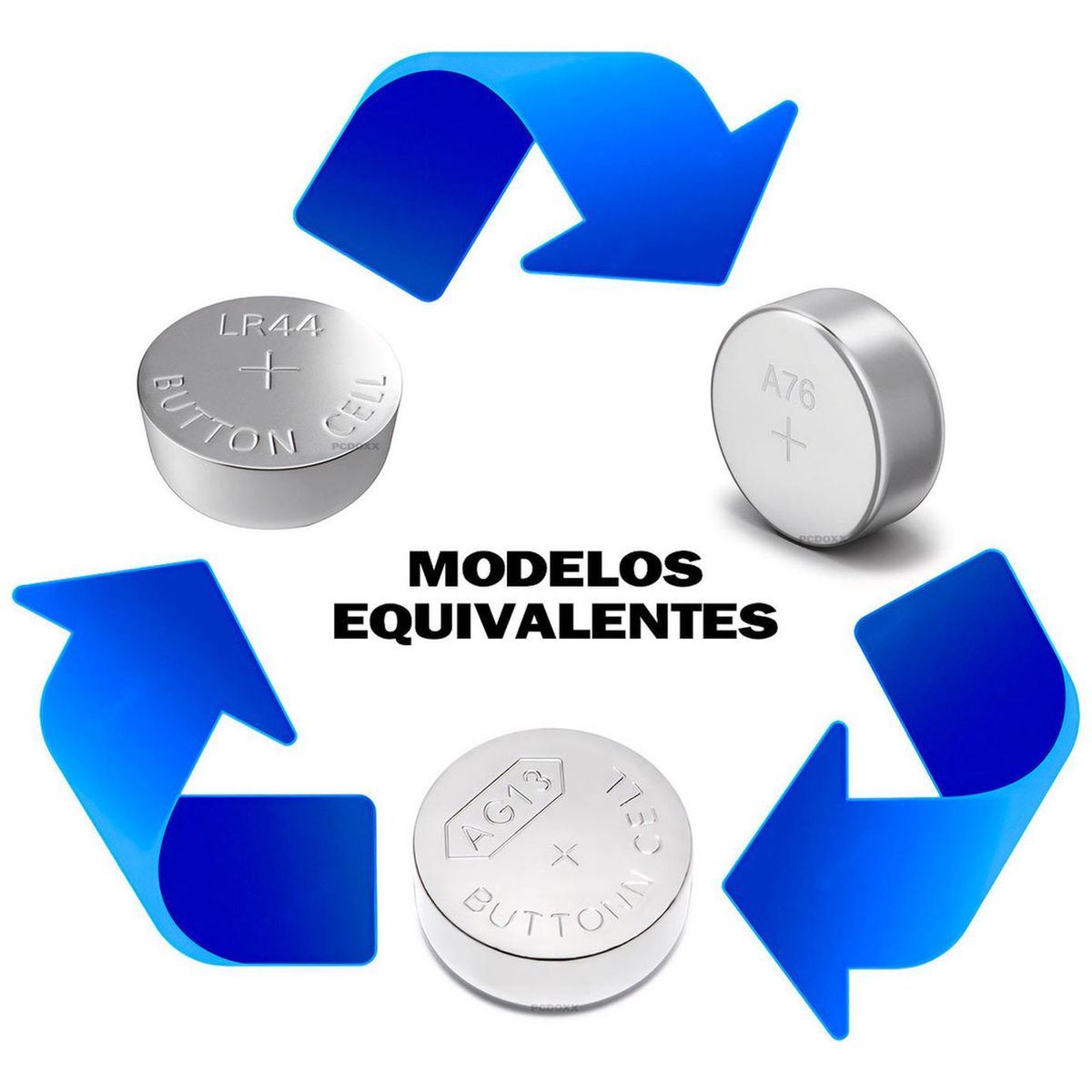 GEN - 10x Pila Bateria Tira Lr44 Ag13 A76 Reloj Calculadora Juego - Plateado