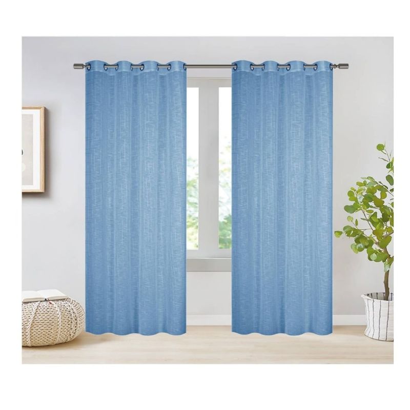 GENERICO - Cortina Velo Visillo 140 x 240 cm 2 Paños - Azul Líneas M0176