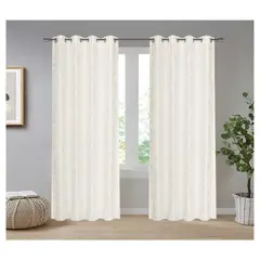 GENERICO - Cortina Velo Visillo 140 x 240 cm 2 Paños - Blanco Rosas M252