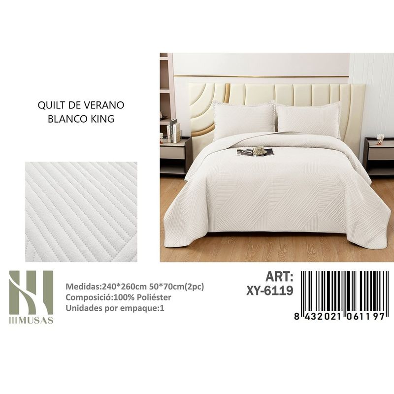 ANGELES DEL HOGAR - QUILT DE VERANO KING III MUSAS BLANCO