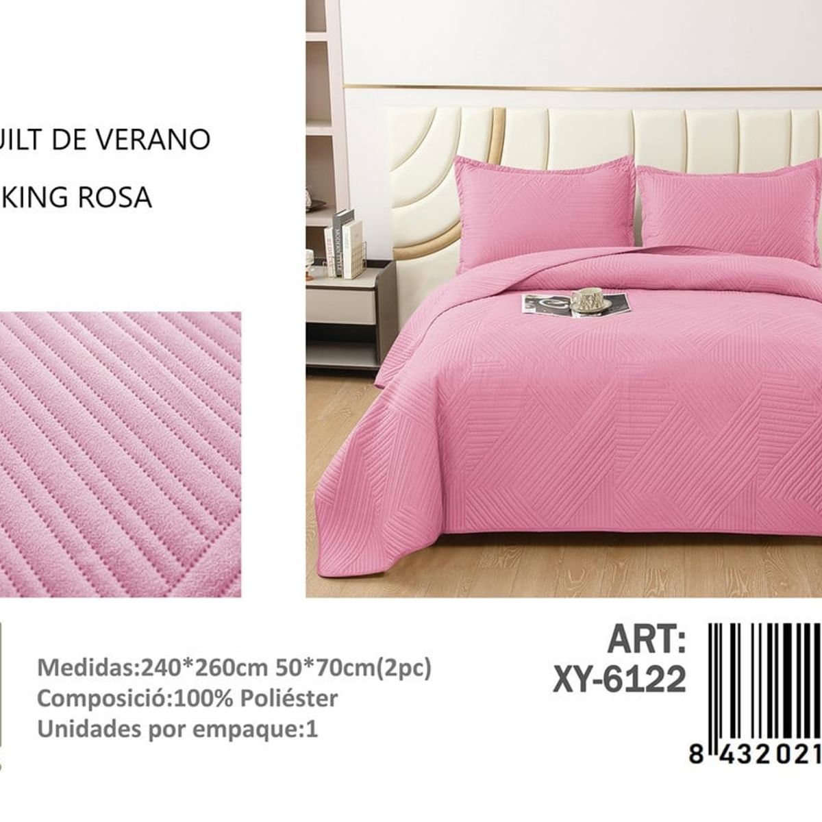 ANGELES DEL HOGAR - QUILT DE VERANO KING III MUSAS ROSA