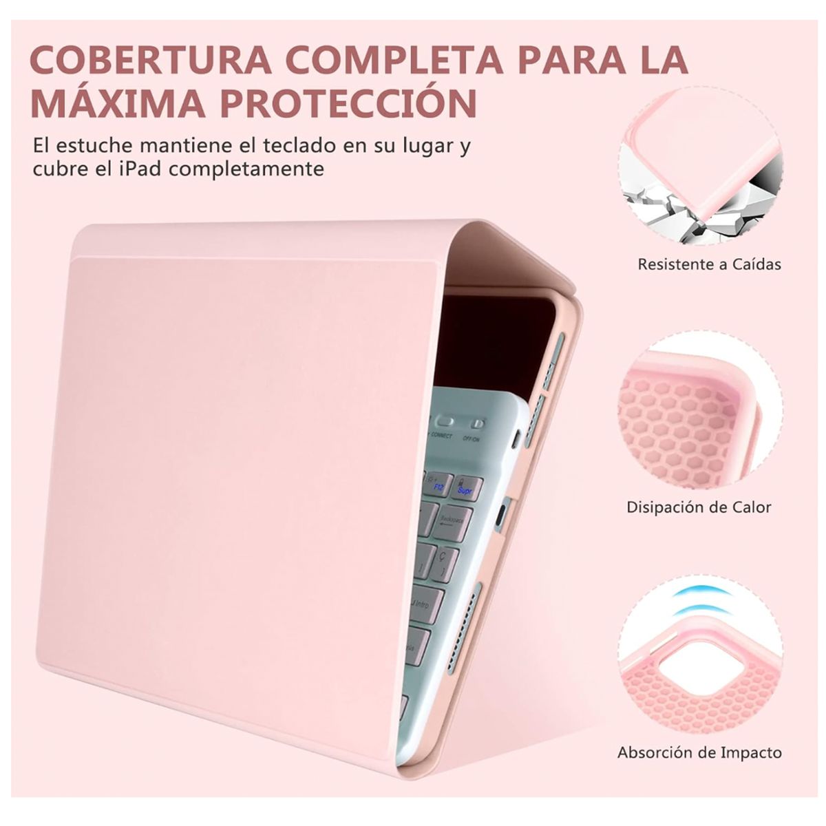 JOIGO - Funda Con Teclado Español Para iPad Air 11 6ta Gen M2 2024 Rosado