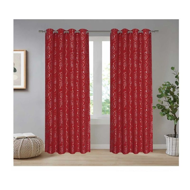 GENERICO - Cortina Velo Visillo 140 x 240 cm 2 Paños - Rojo Rosas M252