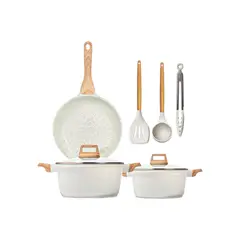 KEEP - Set Batería Ollas de Cocina 8 Piezas Nude Lunes Blanco