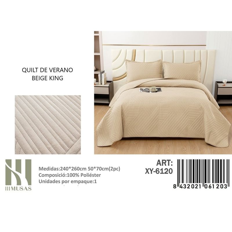 ANGELES DEL HOGAR - QUILT DE VERANO KING III MUSAS BEIGE