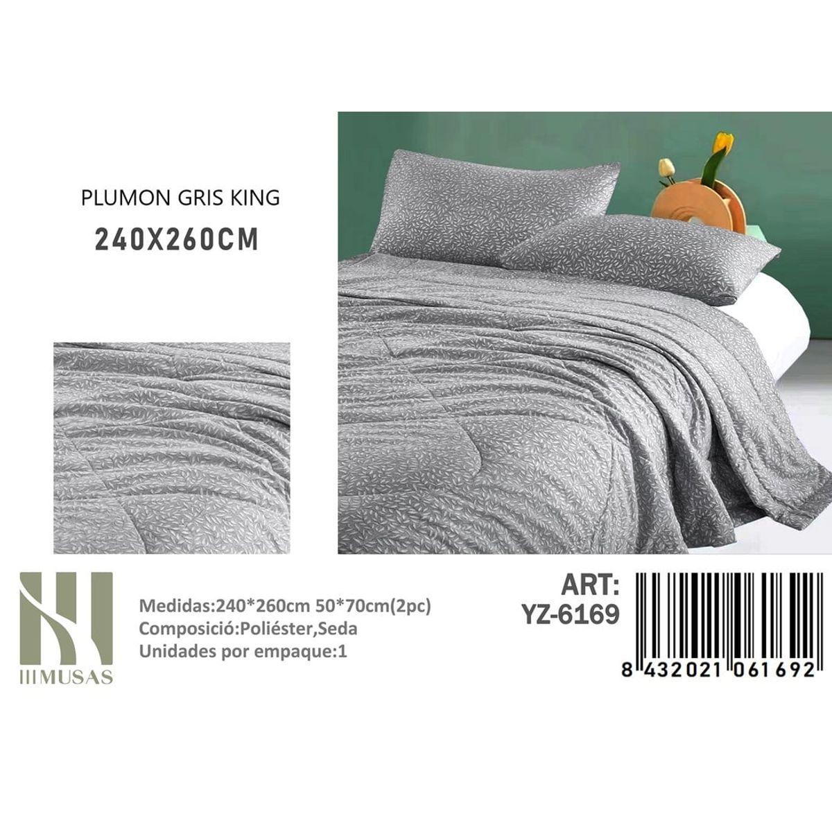 ANGELES DEL HOGAR - PLUMON KING III MUSAS GRIS