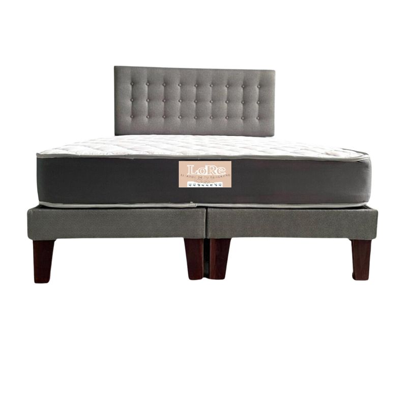 GENERICO - CAMA EUROPEA  BOTONES 2 PLAZAS LINO